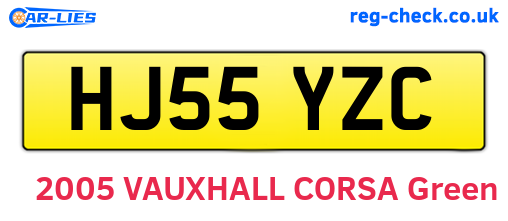 HJ55YZC are the vehicle registration plates.