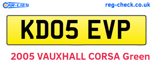KD05EVP are the vehicle registration plates.