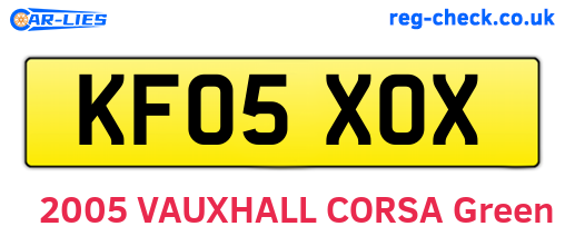 KF05XOX are the vehicle registration plates.