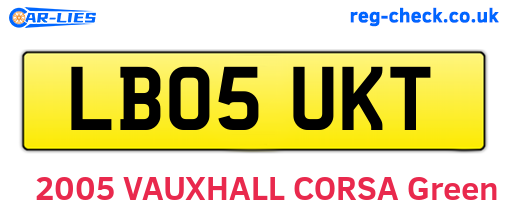 LB05UKT are the vehicle registration plates.