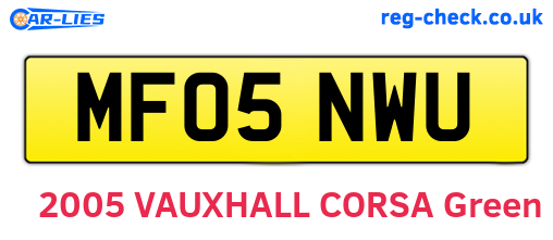 MF05NWU are the vehicle registration plates.