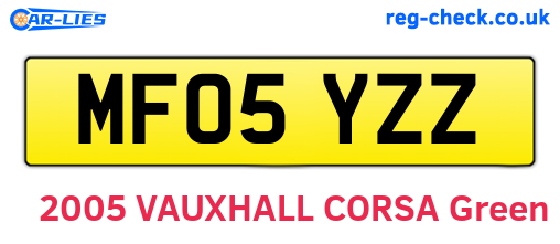 MF05YZZ are the vehicle registration plates.
