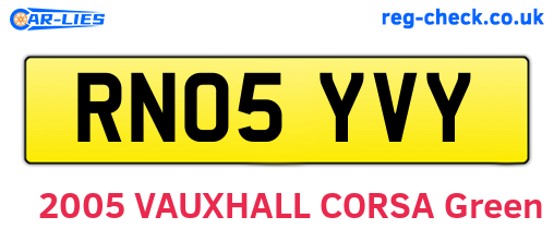 RN05YVY are the vehicle registration plates.