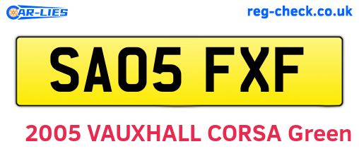 SA05FXF are the vehicle registration plates.