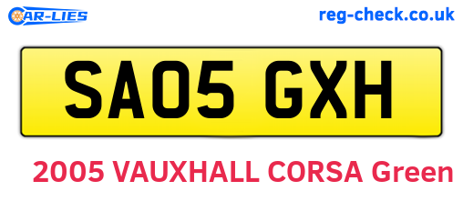 SA05GXH are the vehicle registration plates.