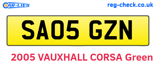 SA05GZN are the vehicle registration plates.
