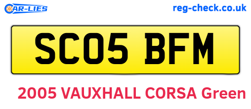 SC05BFM are the vehicle registration plates.