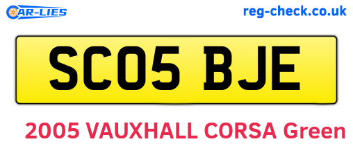 SC05BJE are the vehicle registration plates.