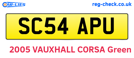 SC54APU are the vehicle registration plates.