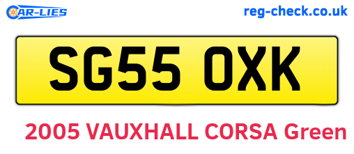 SG55OXK are the vehicle registration plates.
