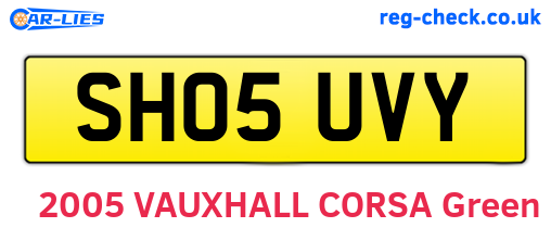 SH05UVY are the vehicle registration plates.