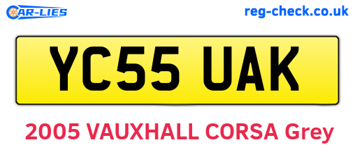 YC55UAK are the vehicle registration plates.