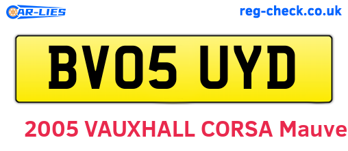 BV05UYD are the vehicle registration plates.