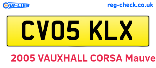 CV05KLX are the vehicle registration plates.
