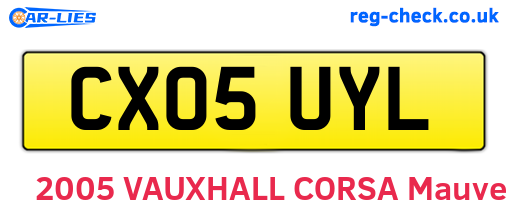 CX05UYL are the vehicle registration plates.