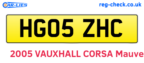HG05ZHC are the vehicle registration plates.