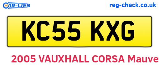 KC55KXG are the vehicle registration plates.