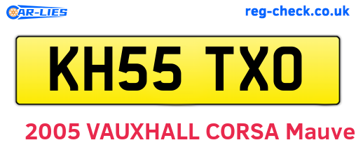 KH55TXO are the vehicle registration plates.