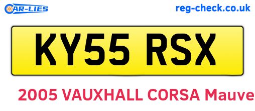 KY55RSX are the vehicle registration plates.
