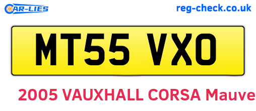 MT55VXO are the vehicle registration plates.