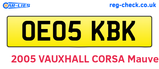OE05KBK are the vehicle registration plates.