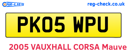 PK05WPU are the vehicle registration plates.