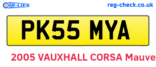 PK55MYA are the vehicle registration plates.