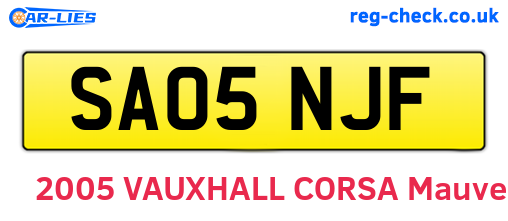 SA05NJF are the vehicle registration plates.