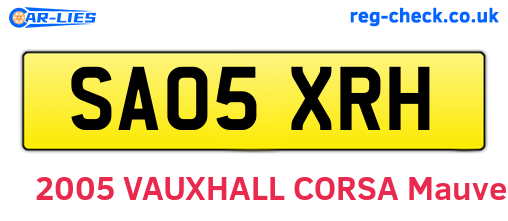 SA05XRH are the vehicle registration plates.