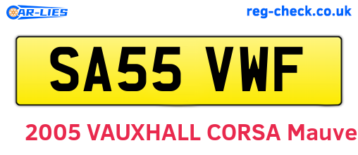 SA55VWF are the vehicle registration plates.