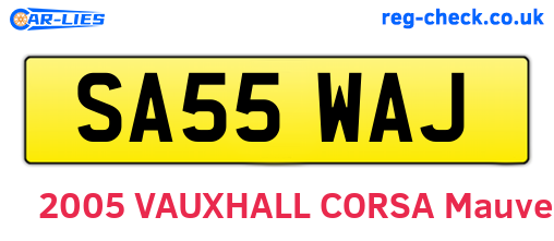 SA55WAJ are the vehicle registration plates.