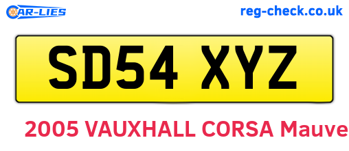 SD54XYZ are the vehicle registration plates.