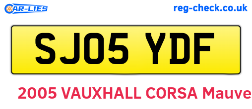 SJ05YDF are the vehicle registration plates.