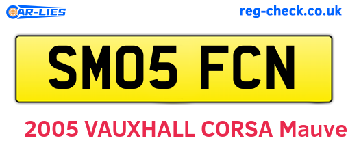 SM05FCN are the vehicle registration plates.