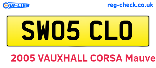 SW05CLO are the vehicle registration plates.