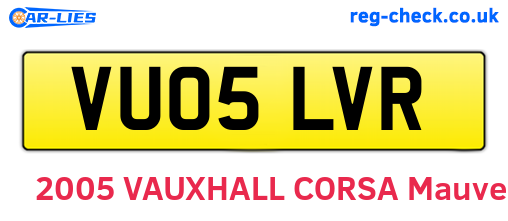 VU05LVR are the vehicle registration plates.