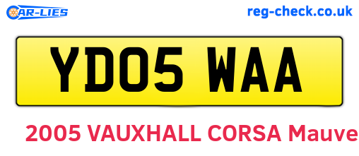 YD05WAA are the vehicle registration plates.