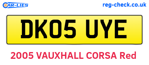 DK05UYE are the vehicle registration plates.