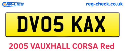 DV05KAX are the vehicle registration plates.