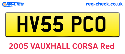 HV55PCO are the vehicle registration plates.