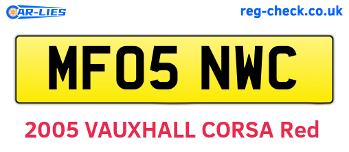 MF05NWC are the vehicle registration plates.