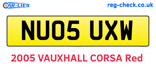 NU05UXW are the vehicle registration plates.