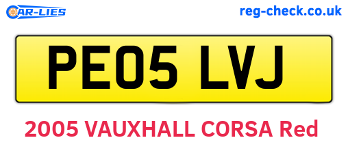 PE05LVJ are the vehicle registration plates.