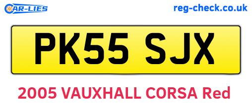 PK55SJX are the vehicle registration plates.