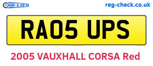 RA05UPS are the vehicle registration plates.