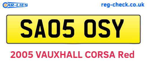 SA05OSY are the vehicle registration plates.