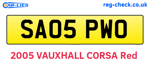 SA05PWO are the vehicle registration plates.