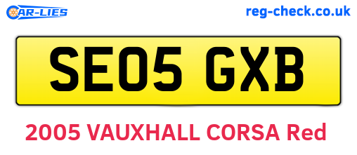 SE05GXB are the vehicle registration plates.