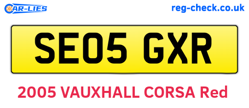 SE05GXR are the vehicle registration plates.