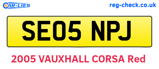 SE05NPJ are the vehicle registration plates.